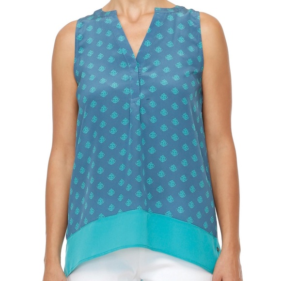 Hatley “Thistle & Aqua” Silk Tank - Picture 1 of 7